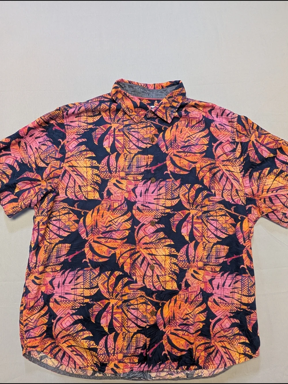 Tommy Bahama Silk Blend Mens XXL Shirt Pink Tropical Hawaiian Camp Aloha